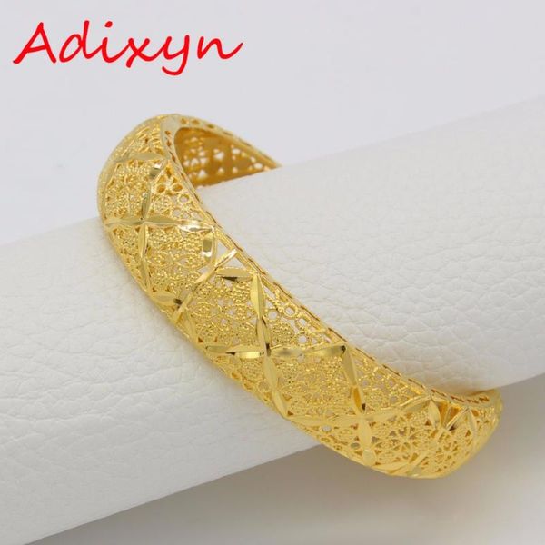 

adixyn 5.8cm/2.28inch(openable) dubai bangle for women gold color jewelry ethiopian african bracelet arab gifts n1801, Black