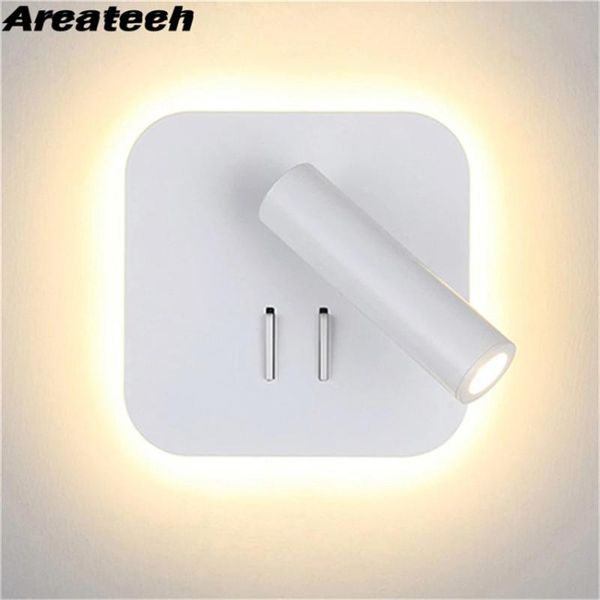 

wall lamp indoor led with switch 3w spotligh 6w backlight rotation sconce light for home bedroom bedside nr-234
