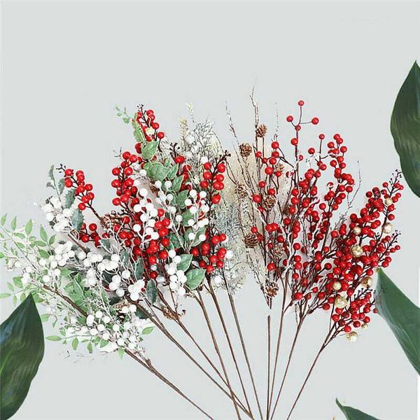 

decorative flowers & wreaths christmas berry artificial pine cone for decoration fake flower tree branch diy home party decor