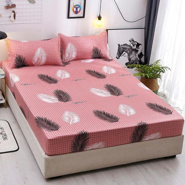 

sheets & sets leaves single double fitted sheet twin full queen king mattress cover four corners with elastic bedroom bed bedding 1.5m