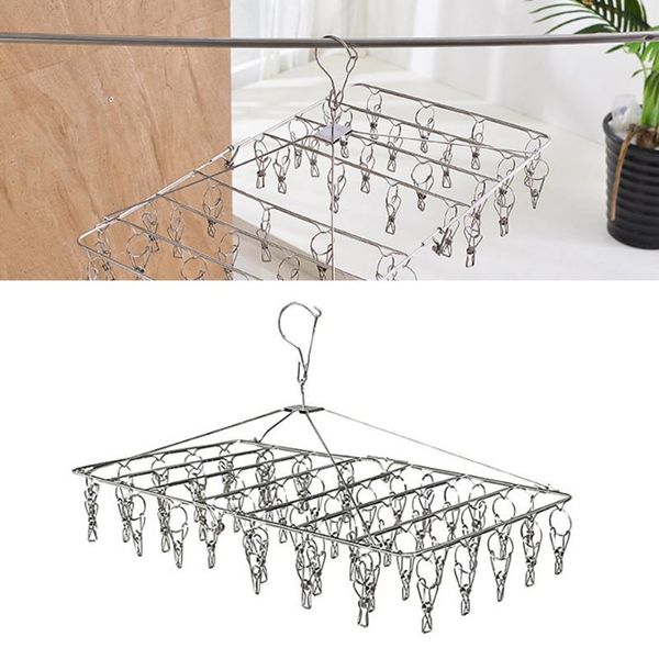 

hangers & racks stainless steel folding clip and drip laundry hanger with set of 52 clothespins for drying clothing towels diaper underwear