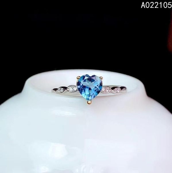 

cluster rings kjjeaxcmy fine jewelry 925 sterling silver inlaid natural london blue z women exquisite lovely heart adjustable gem ring s, Golden;silver
