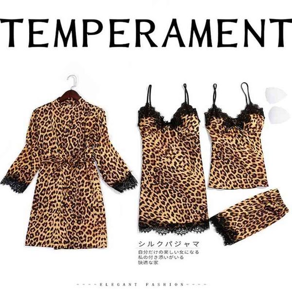 

lingerie female temptation lace leopard print pajama set 0145, Black;white