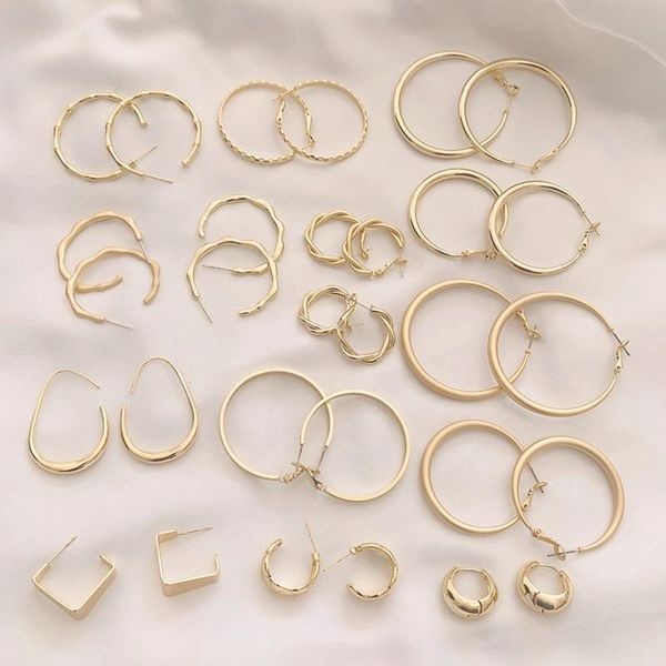 

hoop & huggie gold color earrings for women big simple round circle huggies ear rings steampunk accessories brincos fashion jewelry party, Golden;silver
