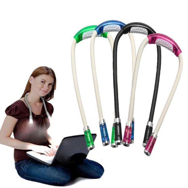 

book lights 4 led hanging neck light bendable eye protection reading lamp