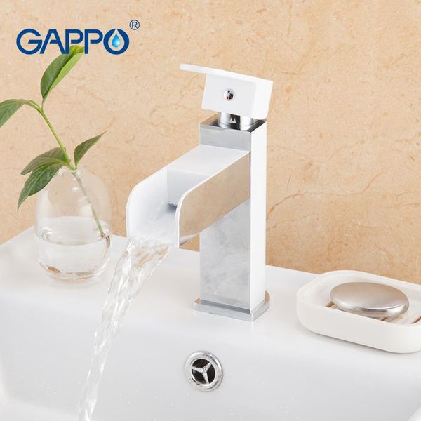 

bathroom sink faucets gappo basin waterfall mixer tap led temperature water power deck mounted faucet