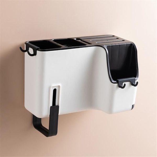 

multifunctional kitchen wall mount storage box punch-cutlery stand chopsticks tube home drain rack spoons forks bottles & jars
