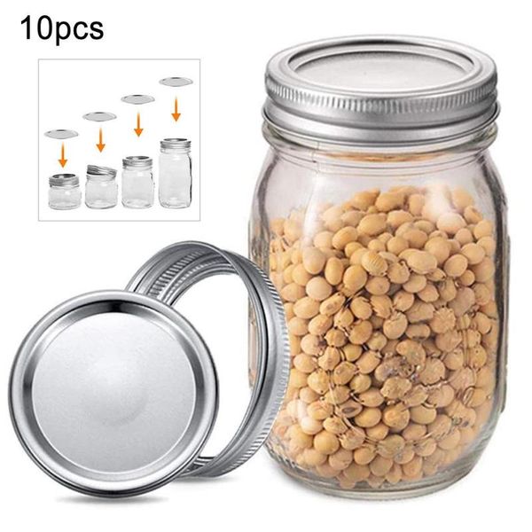 

storage bottles & jars 10pcs round metal ring regular/wide mouth split-type canning lids for mason jar drinking cup mug caps bottle
