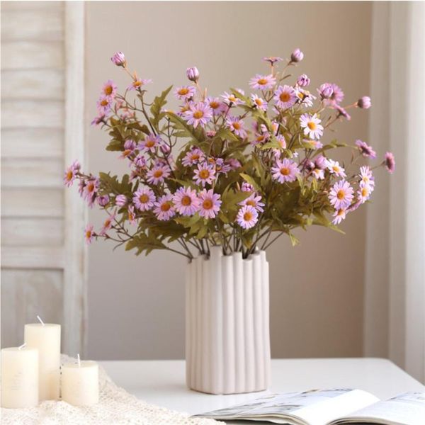 

decorative flowers & wreaths simulation autumn small daisy home decoration silk cloth wild chrysanthemum vase flower arrangement living room