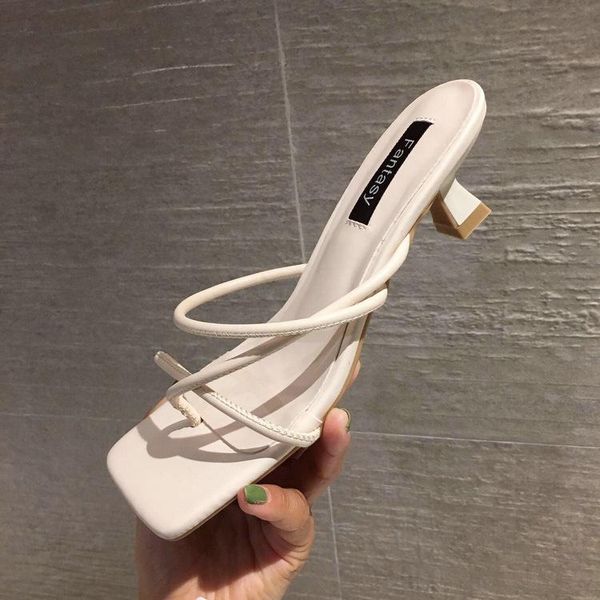 

thin heels shoes woman 2021 rubber flip flops med slippers soft luxury slides pantofle cross-tied hawaiian comfort designer, Black