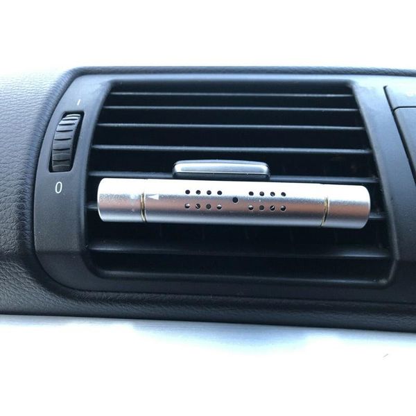 

car air vent clip freshener perfume diffuser + 5 aroma fragrance sticks -silver outlet
