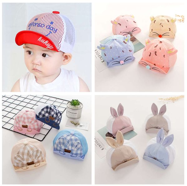 

m8059 b letter check children's mesh hat spring summer breathable sunshade baby soft rock duck tongue hat, Yellow