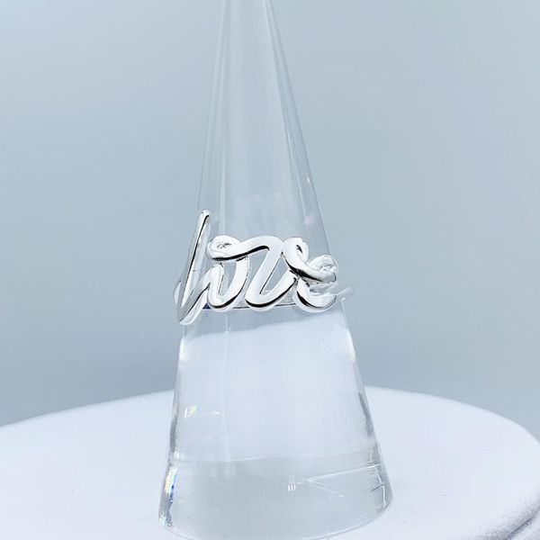 

cluster rings original genuine 1:1 s925 sterling silver love font fashion women logo fine romance jewelry wedding holiday gift, Golden;silver