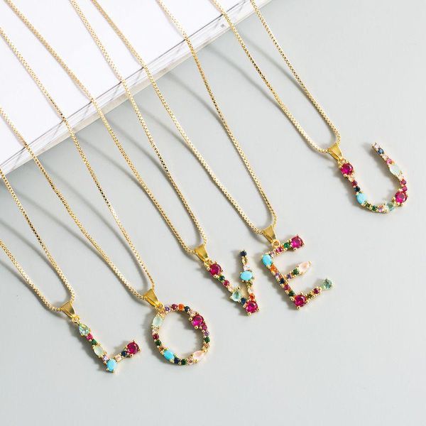 

pendant necklaces european and american alphabet necklace ladies colored jewelry 18 k plated gold with 26 name gift, Silver