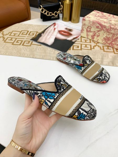 

spring, summer, design shoes jacquard show half a pack slippers classic stabbing counsels embroidered, Black