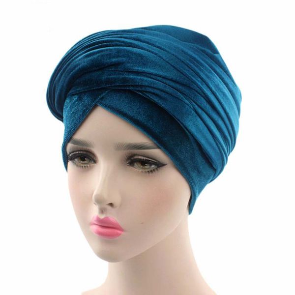 2022 Plain Samt Hijab Turban Kappe Muslimischen Lange-tailed Kopftuch Hut Islamischen Unter Schal Motorhaube Damen Afrikanische Wrap Kopf schals