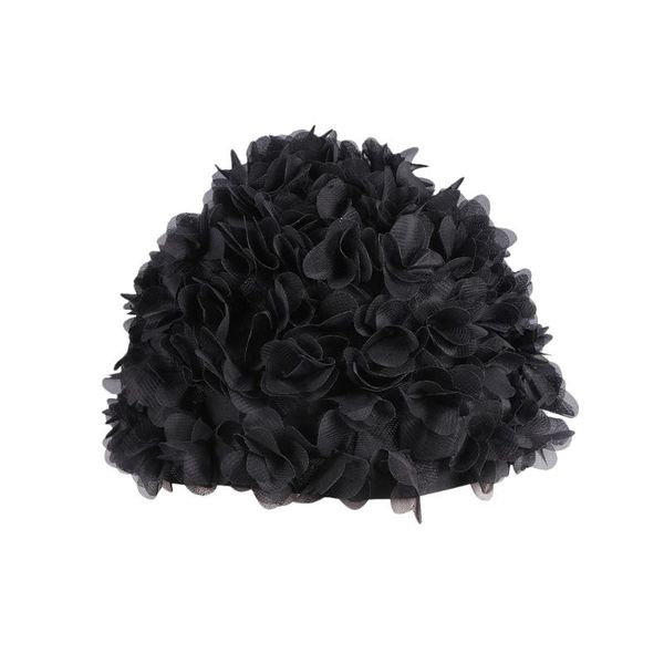 

flower petals shaped swim cap fashion swimming hat adults bathing black caps