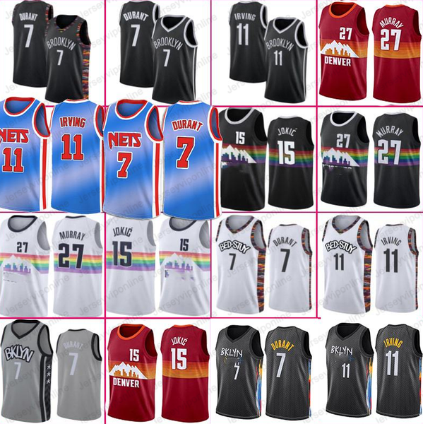 

kevin 7 durant jamal 27 murray jerseys denvers nikola jersey jokic kyrie basketball irving black 72 biggie brooklyns men dikembe 55 mutombo, Black;red