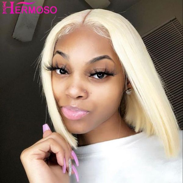

lace wigs 13x4 frontal wig 613 straight bob honey blonde front human hair transparent with baby, Black;brown