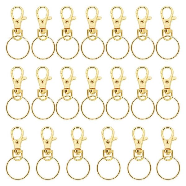 

keychains 20pcs swivel clasps lanyard snap hook metal keyring key holder lobster clasp for rings crafting, Silver