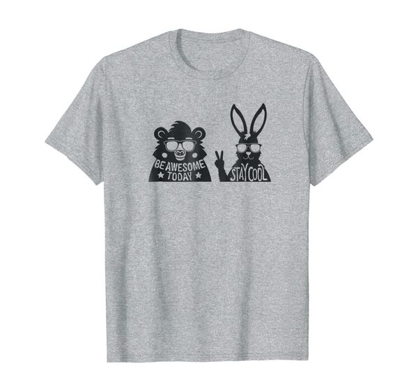 

cute cool bear rabbit be awesome t-shirt gift g003520, White;black
