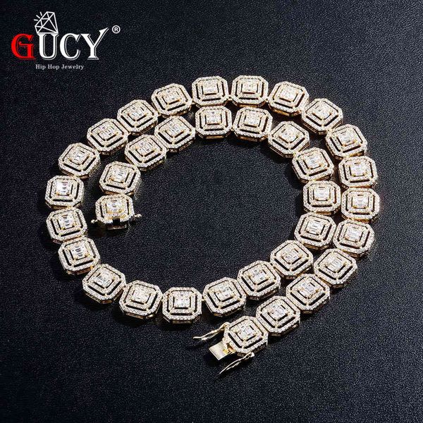 

gucy 13mm personality iced out necklace miami cuban chain bling aaaa cubic zirconia hip hop jewelry for gift x0509, Black