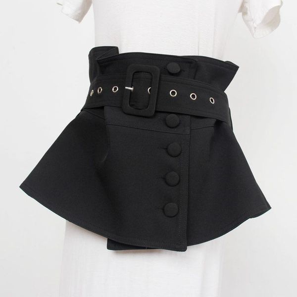 

belts women waistband button belt pin spring summer fashion trend breasted fabric wide decorative white shirt dress design, Black;brown