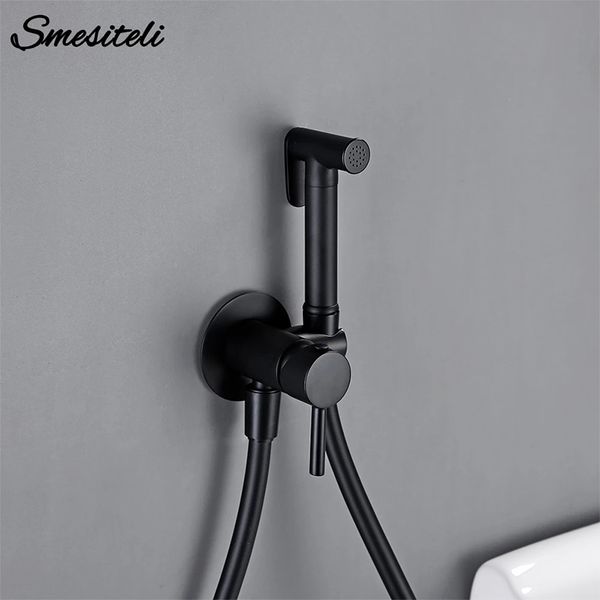 

bidet sprayer toilet faucet smesiteli black brass hand-held wall-mounted mixer and cold water with hose bathroom kitchen