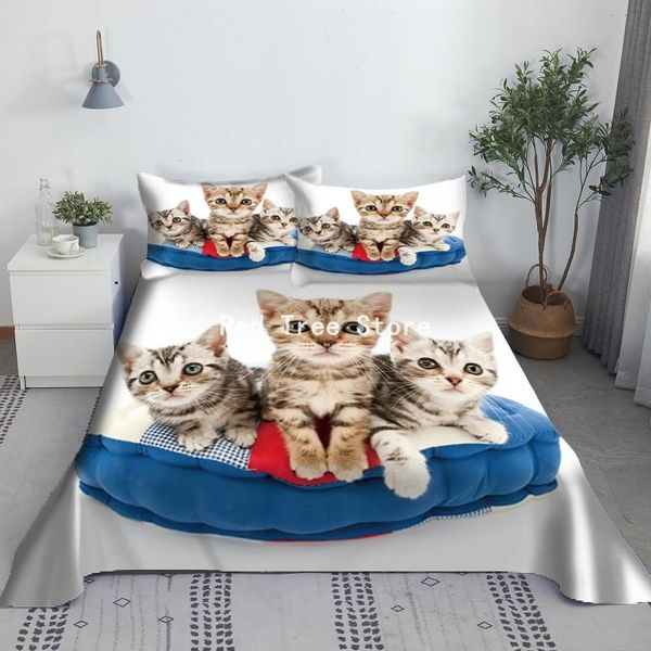 

sheets & sets pets cat dog panda 3d flat sheet animal printed cute bedding with cover all seasons home use textiles queen king