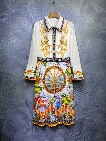 

casual dresses 2021 runways fall floral print long sleeves dress designer women vintage c481, Black;gray