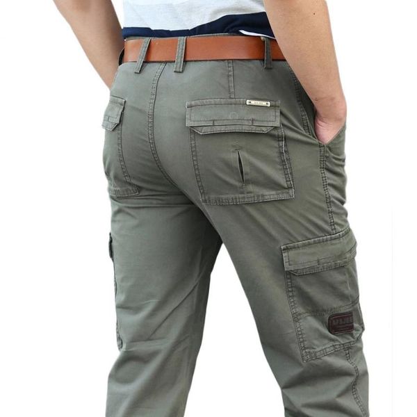 

men's pants brand spring autumn casual long men military cargo loose straight multi pocket overalls work trousers size 30-44, Black