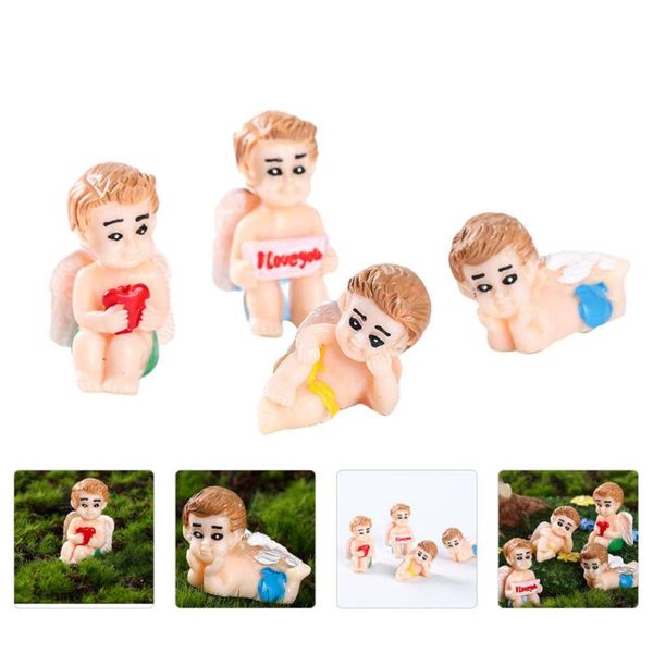 

pendant necklaces 4pcs angel cupid figurines couple anniversary gift micro landscape decor, Silver