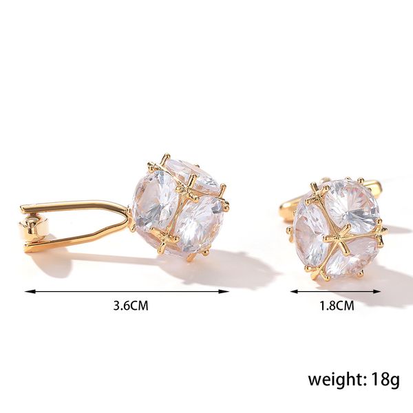 

cuff jewelry men's cufflinks round copper shirt sleeve nails with zircon for gift 2 colors available xk20s011, Silver