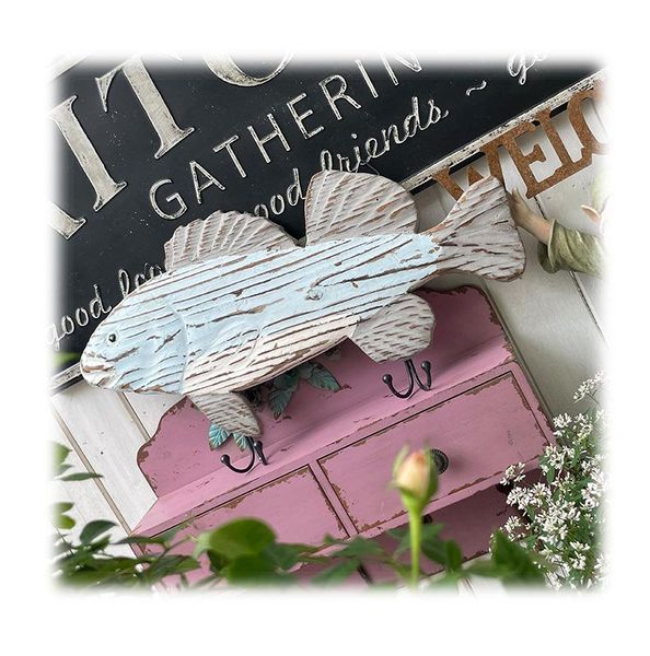 

hooks & rails wood towel handmade fish fishing decor beach