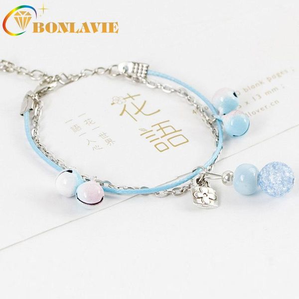 

charm bracelets bonlavie bells sweet ceramic small bracelet simple jewelry wholesale, Golden;silver