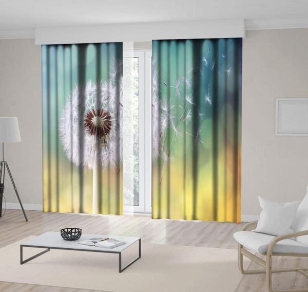 

curtain & drapes dandelion seeds in morning sunlight blowing away wind summer wild flowers nature meadow po green yellow white