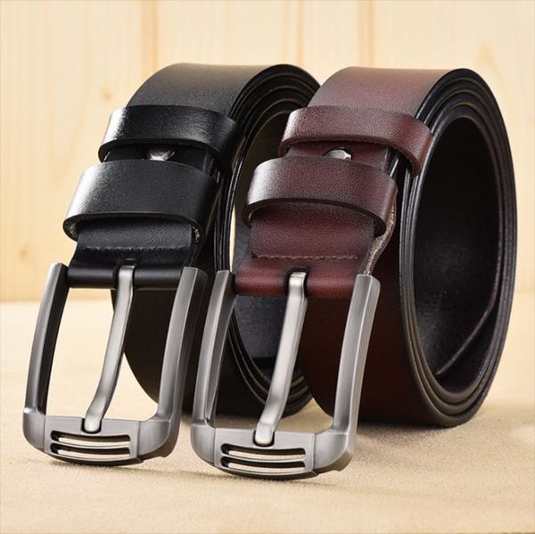 

belts fashion mens genuine leather luxury strap male for men cinto pin buckle cinturones jeans waist ceinture pasek cinturon, Black;brown