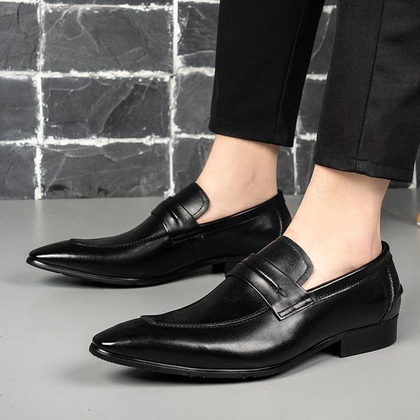 

dress shoes pjcmg fashion luxury handmade genuine leather buckle black strap pointed toe business casual wedding men oxford