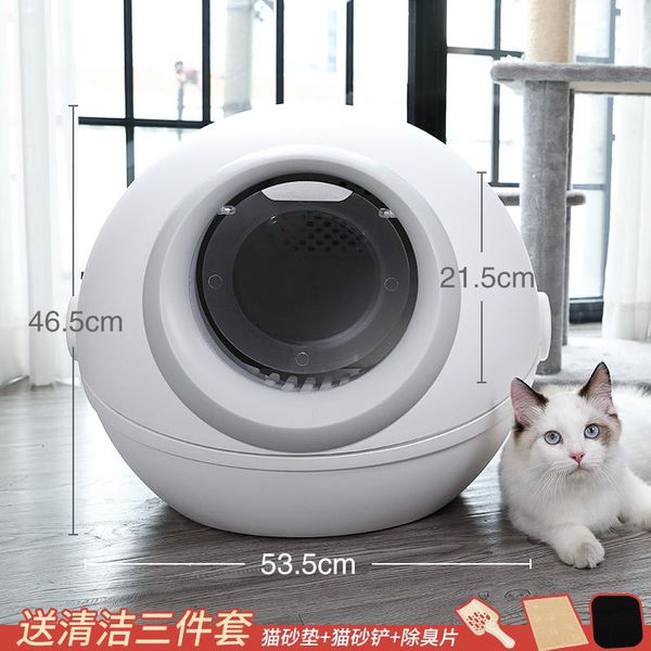 

other cat supplies round large closed self cleaning litter box white training shorthair shovel chat toilette pet accessories mm60msp