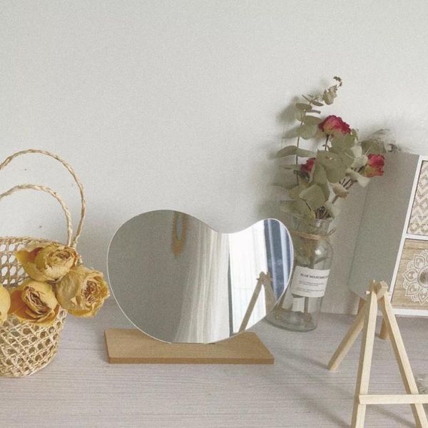 

mirrors japan style wooden makeup mirror wood base dressing table beauty tools for po fill small irregular geometry