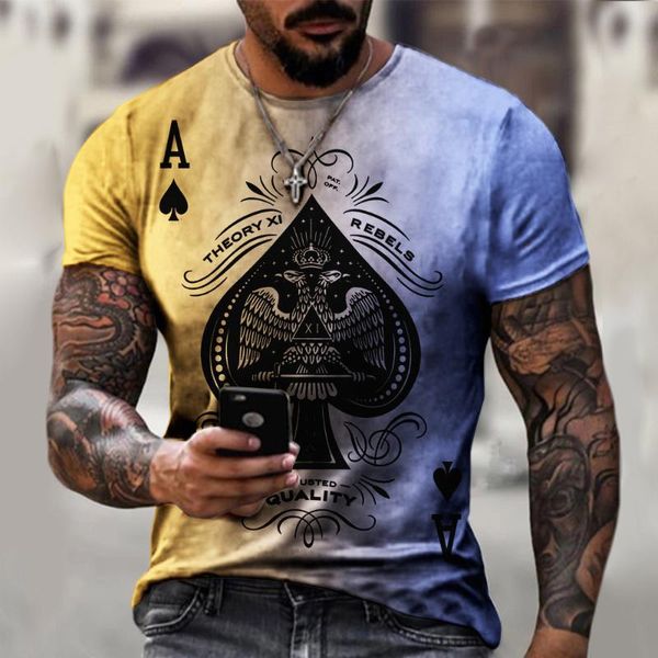 

men's t-shirts ace of spades t-shirt 3d color printing short-sleeved oversized summer breathable casual sports xxs-4xl, White;black
