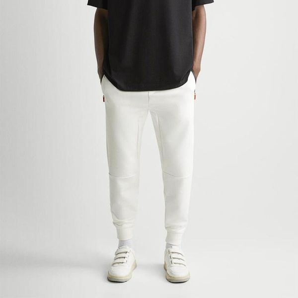 

men's pants za 2021 summer fashion men zippered drawstring jogging sweatpants elasticity trousers casual male, Black