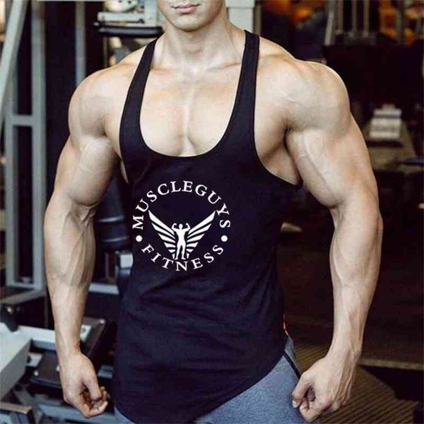 

brand fitness clothing gyms tank men canotta bodybuilding shirt sleeveless singlet muscle vest sportwear tank210421, White;black