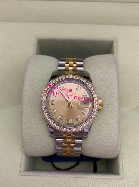 

luxury womens watch diamond 179383 26mm big magnifier sapphire glass mechanical yellow gold jubilee steel bracelet ladies watches waterproof, Slivery;brown