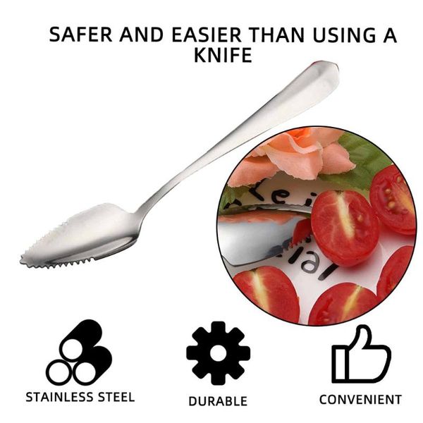 

forks 1pcs thick stainless steel grapefruit spoon dessert serrated edge ice tea tableware kitchen accessories