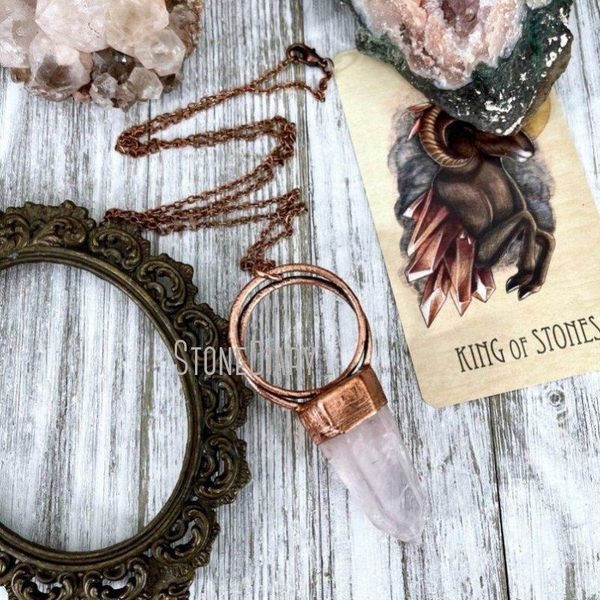 

pendant necklaces nm40011 large rose quartz crystal necklace big boho jewelry statement, Silver