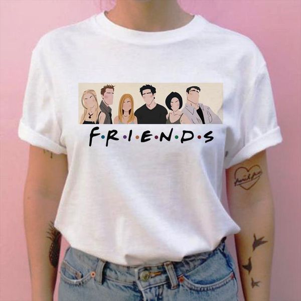 

fashion female friends tv and men womens show cartoon print grunge streetwear summer 90s ladies top, White;black
