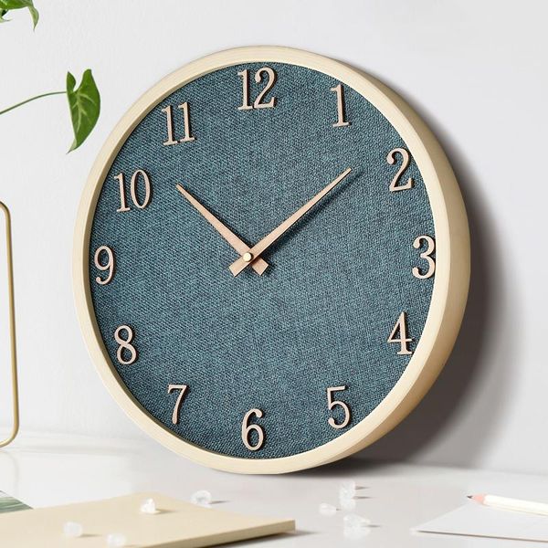 

wall clocks nordic luxury wood clock modern design living room watches home decor blue silent mechanism decoration gift