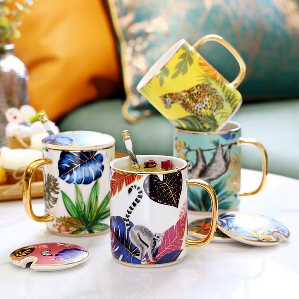 

mugs luxury creative ceramic coffee mug simple couple household water cup with lid spoon personalized home gift box