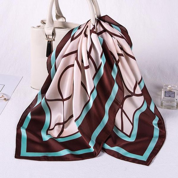 

scarves 70x70cm foulard satin silk scarf women luxury designer bandana neck head scarfs neckerchief hair band handkerchief shawl, Blue;gray